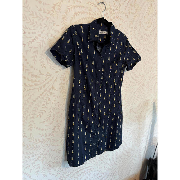 Abercrombie & Fitch Navy Blue Pineapple Print Shirt Dres - Picture 5 of 7